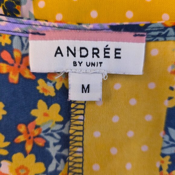 Andree By Unit Womens Multi Print Traditional Top V Neck Multicolor Medium - Picture 9 of 14